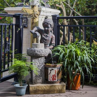 入户花园庭院阳台流水喷泉景观摆件人物工艺装饰品家居落地式摆设
