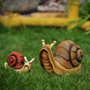 田园装饰品蜗牛摆件 花园庭院造景仿真动物儿童小饰品树脂雕塑